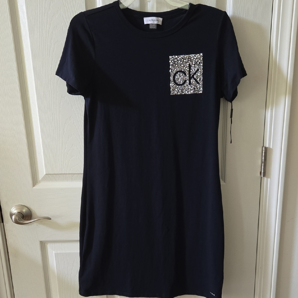 Calvin Klein NAVY  Dress with Sparkling Silver Logo